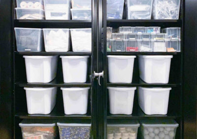 Organizing using plastic boxes