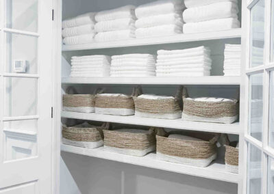 Well organized cabinet for towels