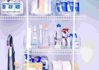 Well organized rack for cleaning materials